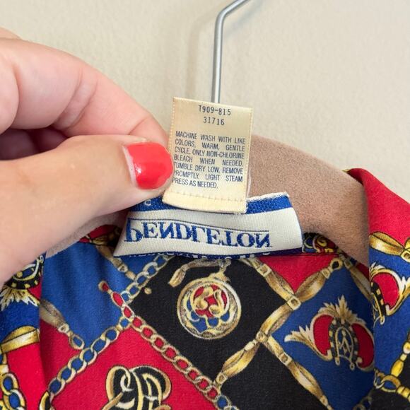 Vintage Pendleton Equestrian Shirt Womens 6 Red Button Up Long Sleeve Preppy - Picture 4 of 6